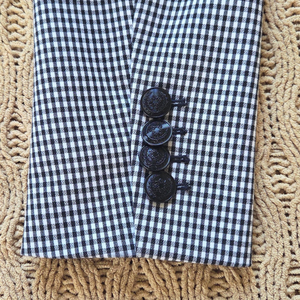 White House Black Market Black & White Gingham Cropped Blazer - Size 14 - Picture 7 of 8